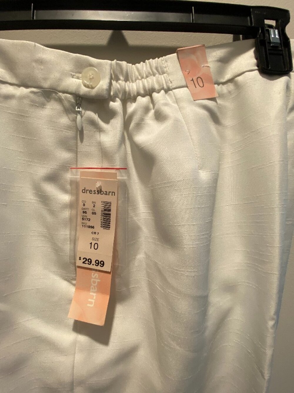 Dressbarn White Pull-On Ankle Pants – Women’s Size 10 – New With Tags
